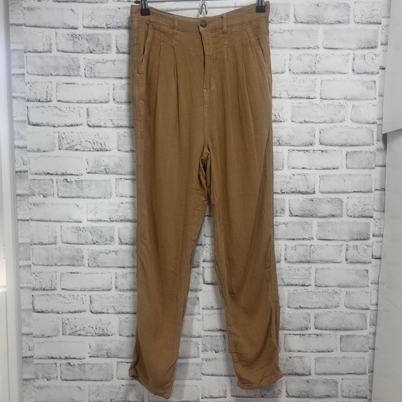 We the Free Faded Love Linen Blend High Rise Pleated Front Ankle/Crop Pant 25 - Picture 1 of 9